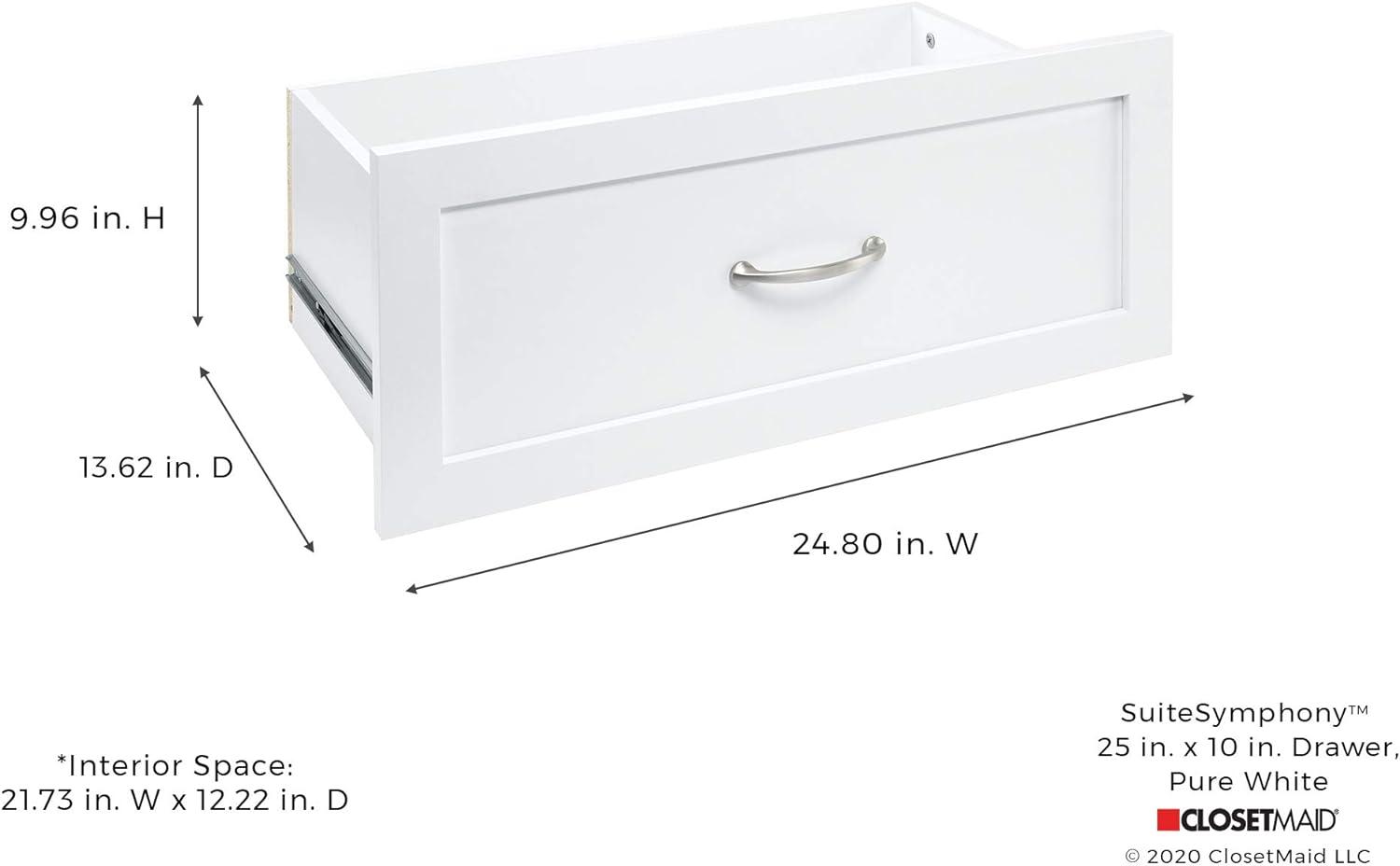 SuiteSymphony Pure White Laminated Wood 25'' Organizer Drawer