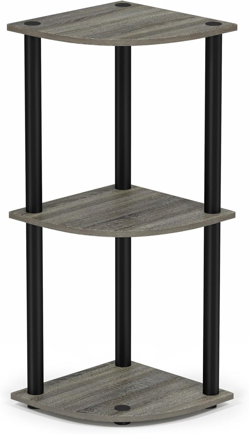 Furinno Turn-N-Tube 11.6 W x 11.6 D x 29.6 H 3-Shelf Decorative Shelves, Gray and Black