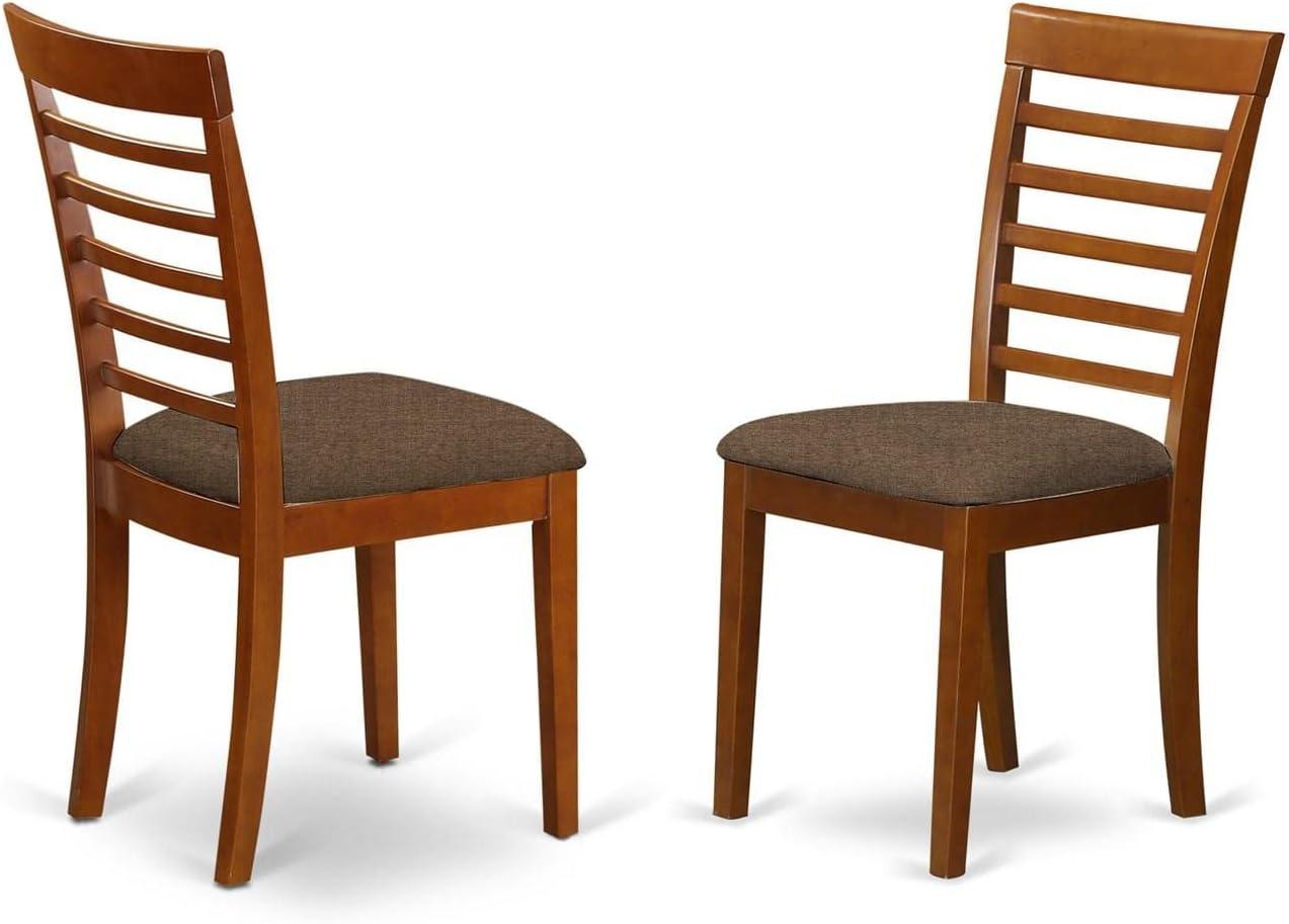 East West Furniture Milan 38" Fabric Dining Chairs in Saddle Brown (Set of 2)