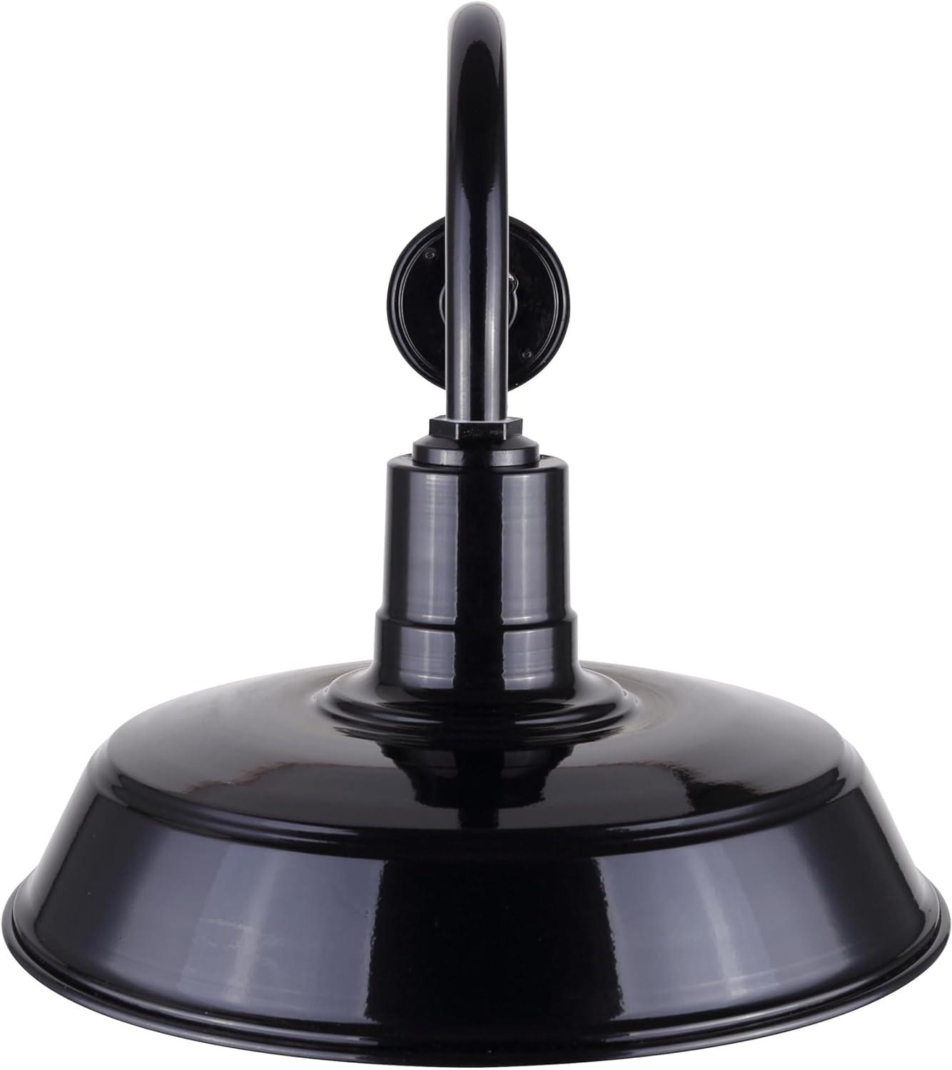 Classic Glossy Black Gooseneck Outdoor Barn Light, 31" Aluminum