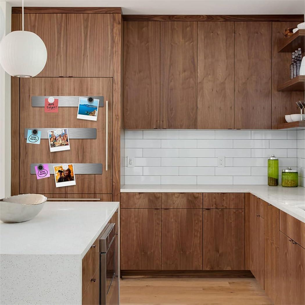 Magnet Bulletin Board 6 Pcs Metal Magnet Boards Frameless Magnetic Stainless Iron Board Strip Display Board with 20 pcs Magnet Memo Strip for Office Home School, CQBXGGGT6US, Silver