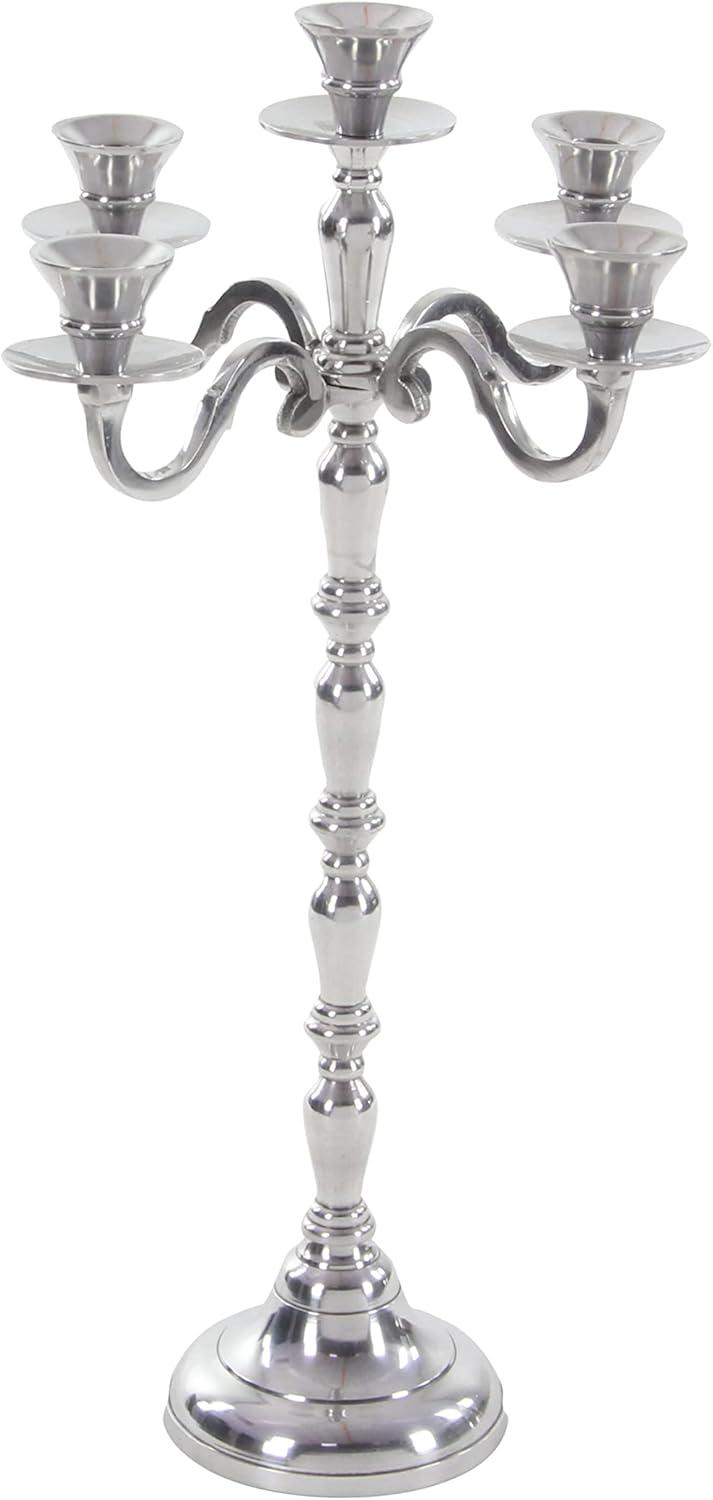 DecMode 5 Holder Silver Aluminum Metal Candelabra
