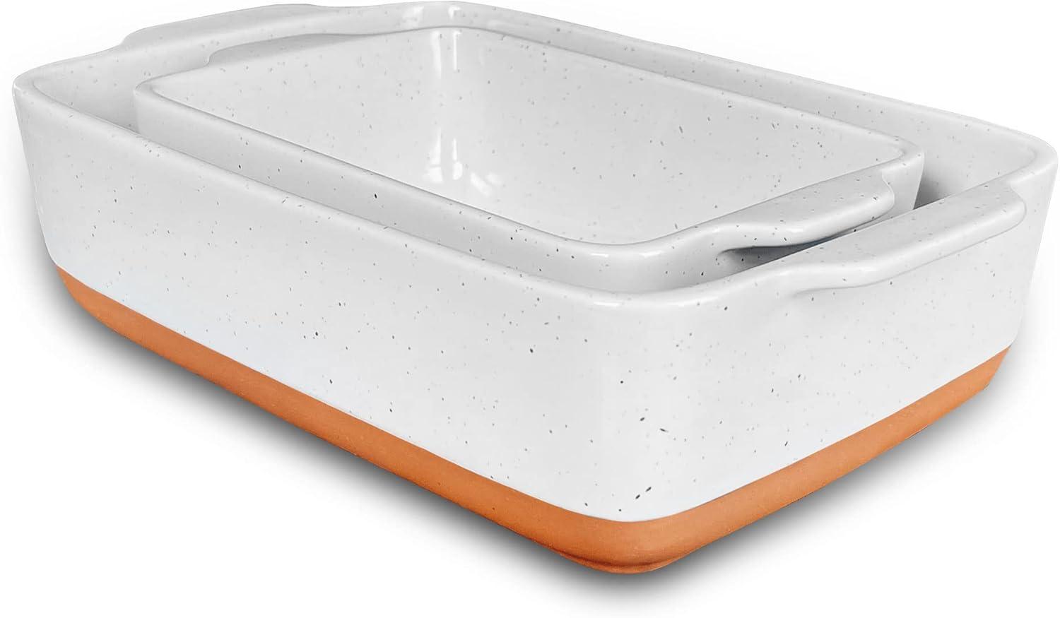 Loaf Baking Dishes - Porcelain Casserole & Bakeware, Oven-To-Table, Freezer Safe - Set Of 2