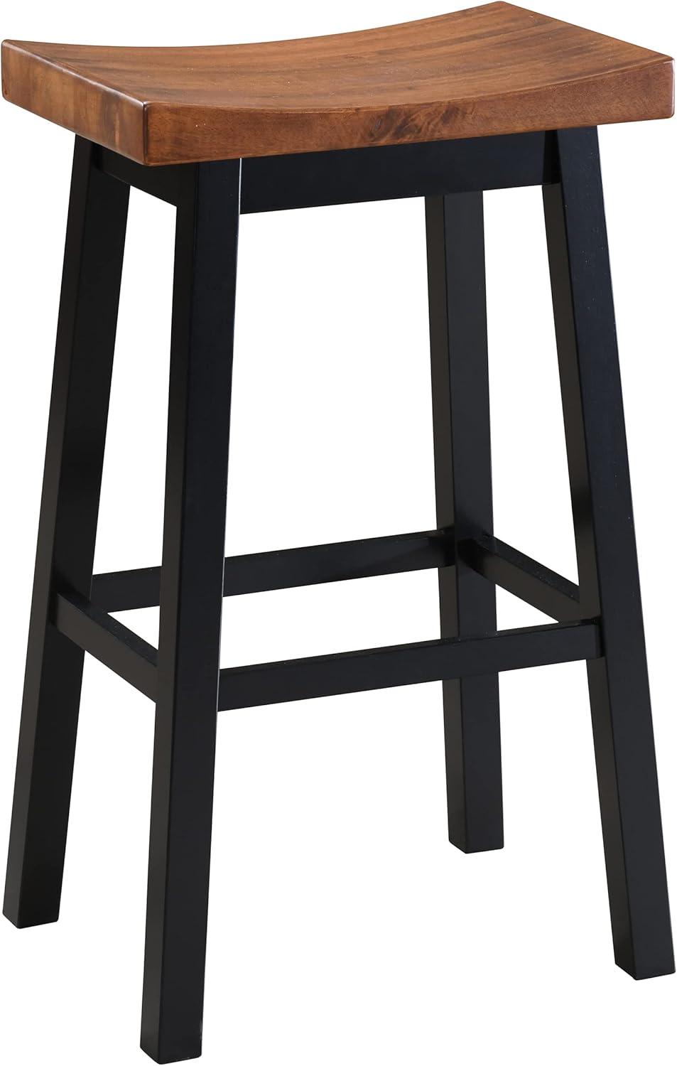 LuXeo Lakewood Solid Wood Saddle Barstool