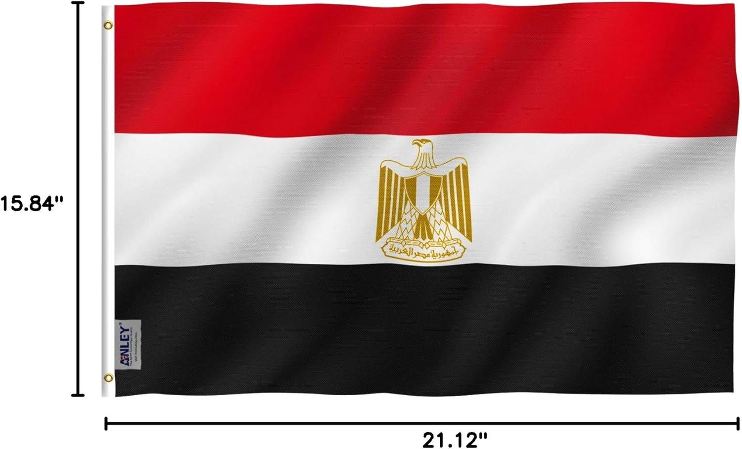 Egyptian Flag 3x5 Foot Polyester with Brass Grommets