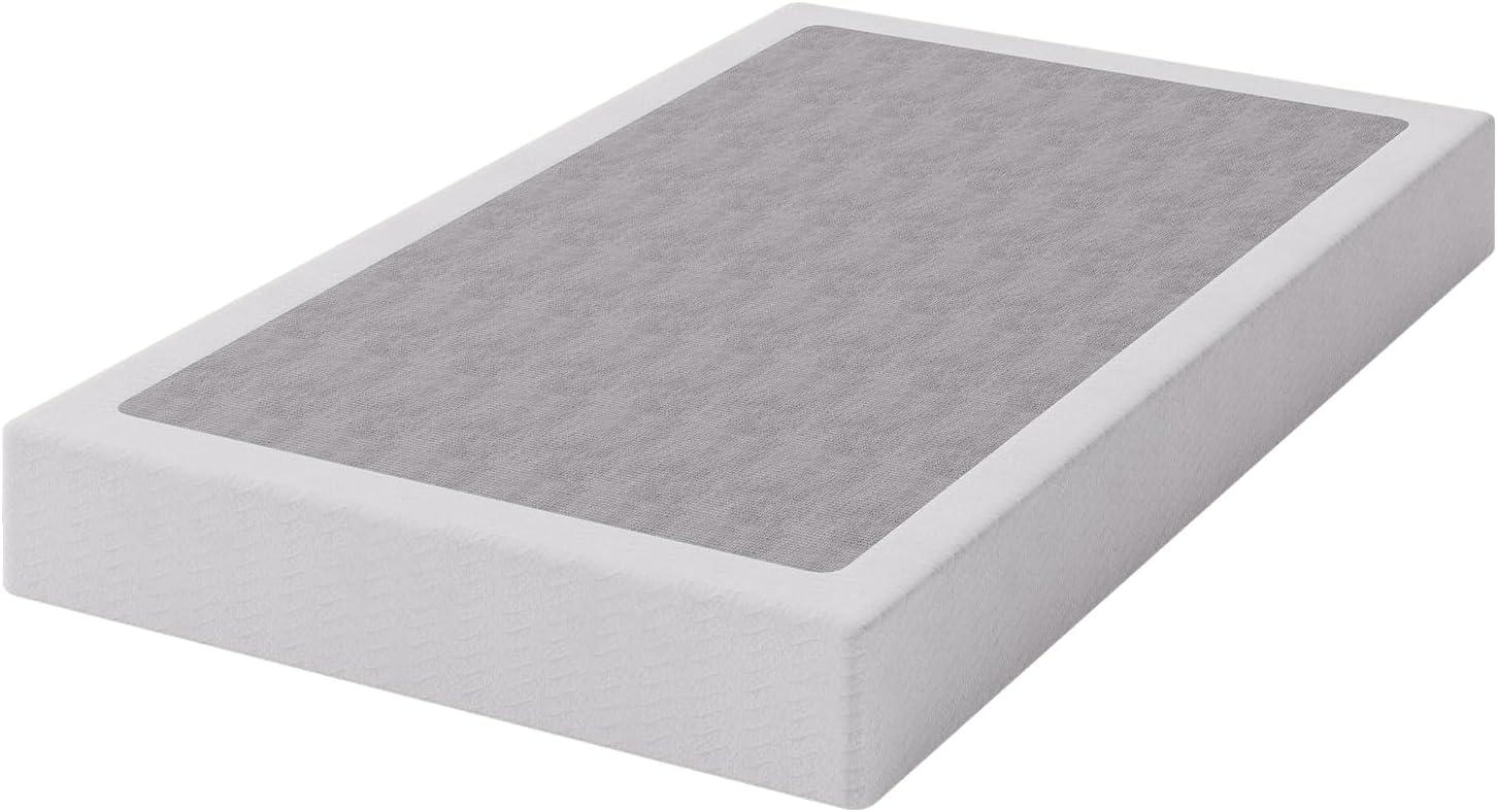 King Size Bed Frame, 5 Inch Low Profile Metal Box Spring with Fabric Bed Cover, 2500lbs Heavy Duty Steel Structure Mattress Base, Noise-Free Bed Foundation, Easy Assembly, Black