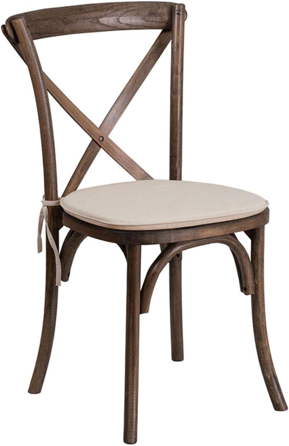 Flash Furniture HERCULES Series Stackable Early American Wood Cross Back Chair with Cushion