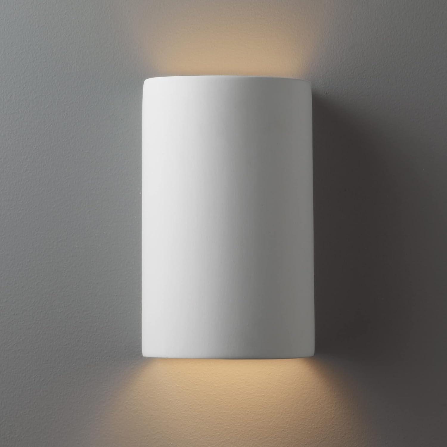 9.5" White Ceramic Paintable Wall Sconce Light