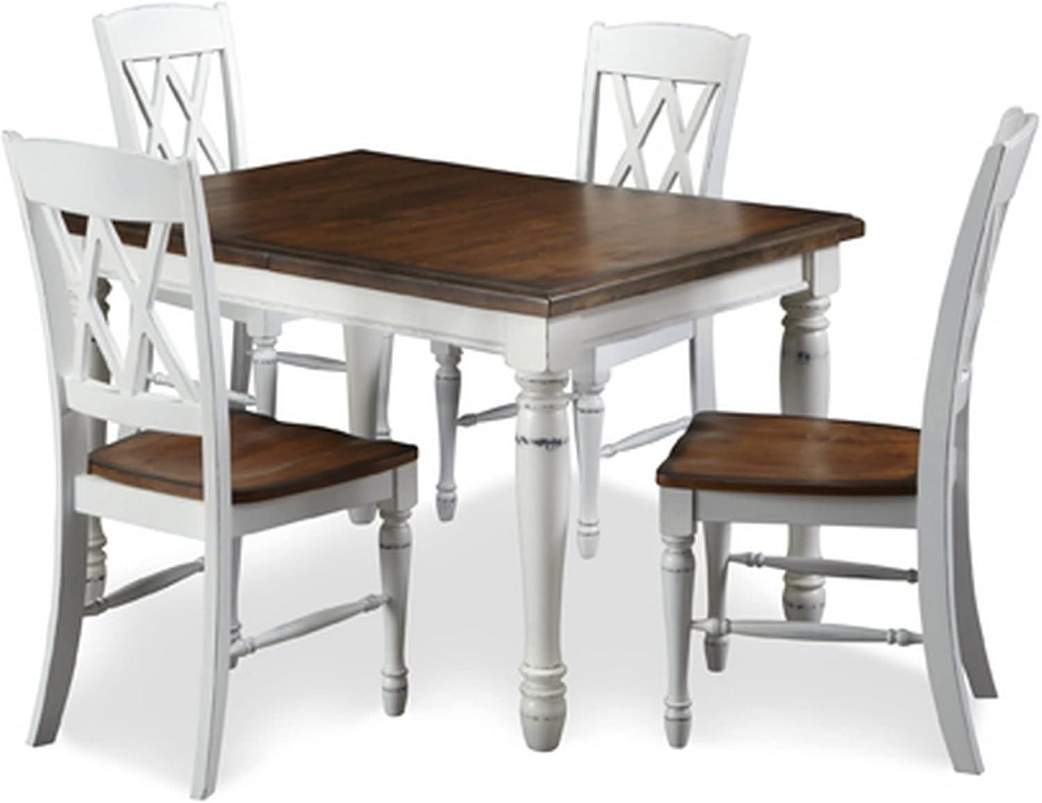 Monarch White and Oak 5-Piece Dining Set with Double X-Back Chairs