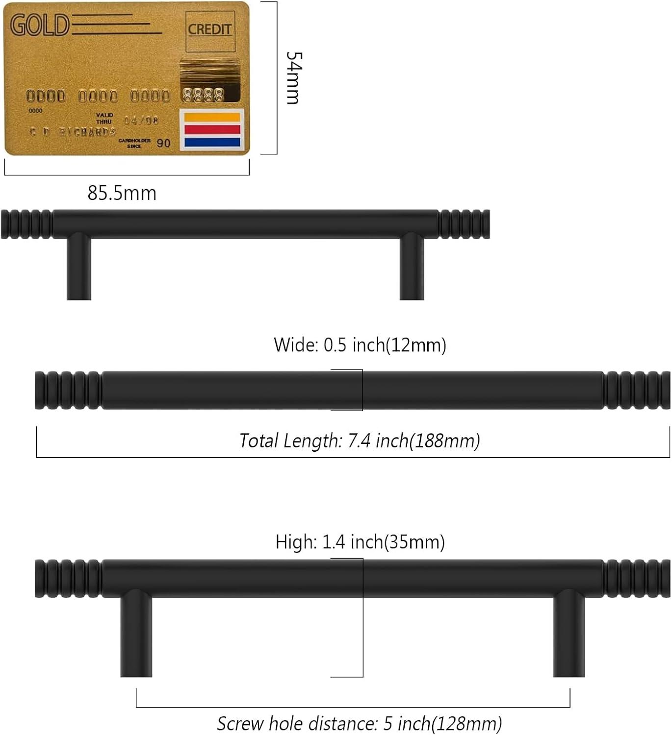 Matte Black Zinc Modern Cabinet Bar Pulls with Mounting Hardware