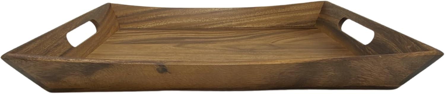 Acacia Wood Curved Serving Tray with Handles