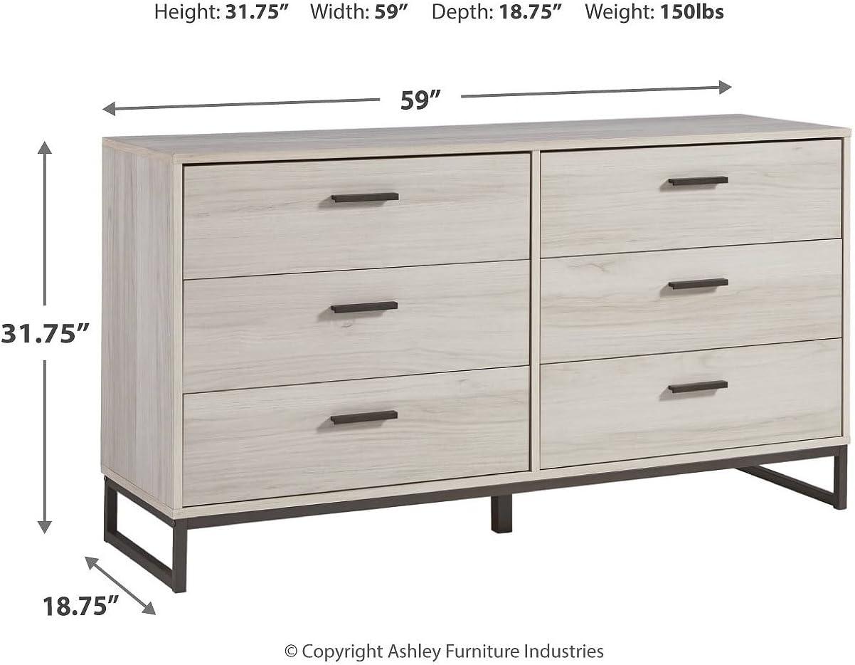 Signature Design by Ashley Contemporary Socalle 6 Drawer Dresser, Light Natural