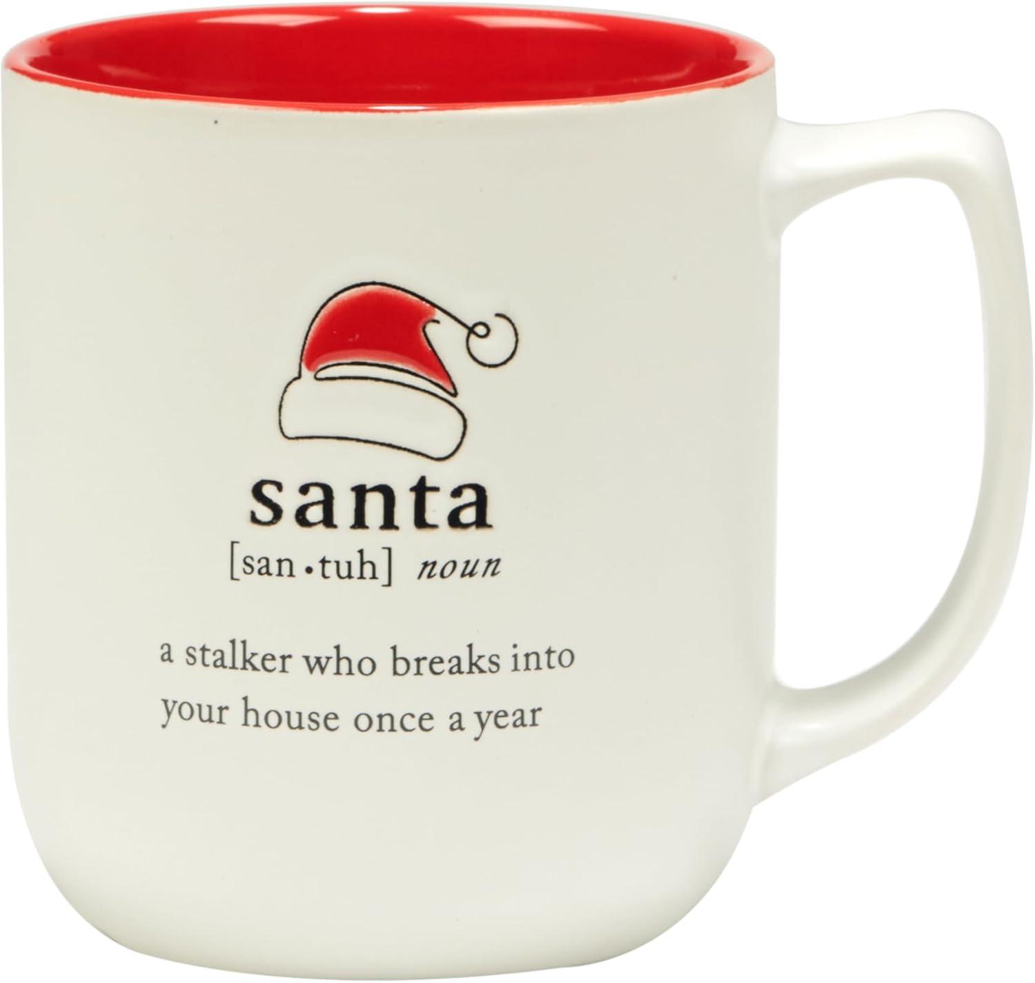 Christmas Fun Red and White Ceramic Holiday Mugs, Set of 6