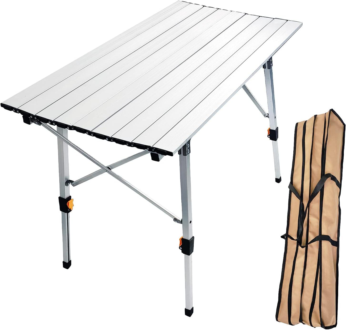 Adjustable Height Lightweight Aluminum Folding Camping Table