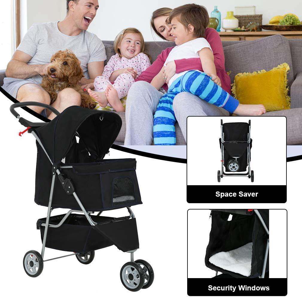 FDW 3 Wheels Pet Stroller Dog Cat Cage Jogger Stroller for Medium Small Dogs Cats Travel Folding Carrier Waterproof Puppy Stroller