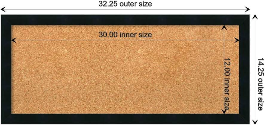 Amanti Art Natural Cork Board Wood Framed Mezzanotte Black Bulletin Board 32 in. x 14 in.
