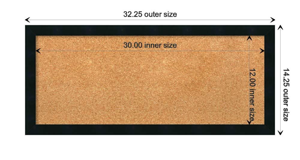 Amanti Art Natural Cork Board Wood Framed Mezzanotte Black Bulletin Board 32 in. x 14 in.