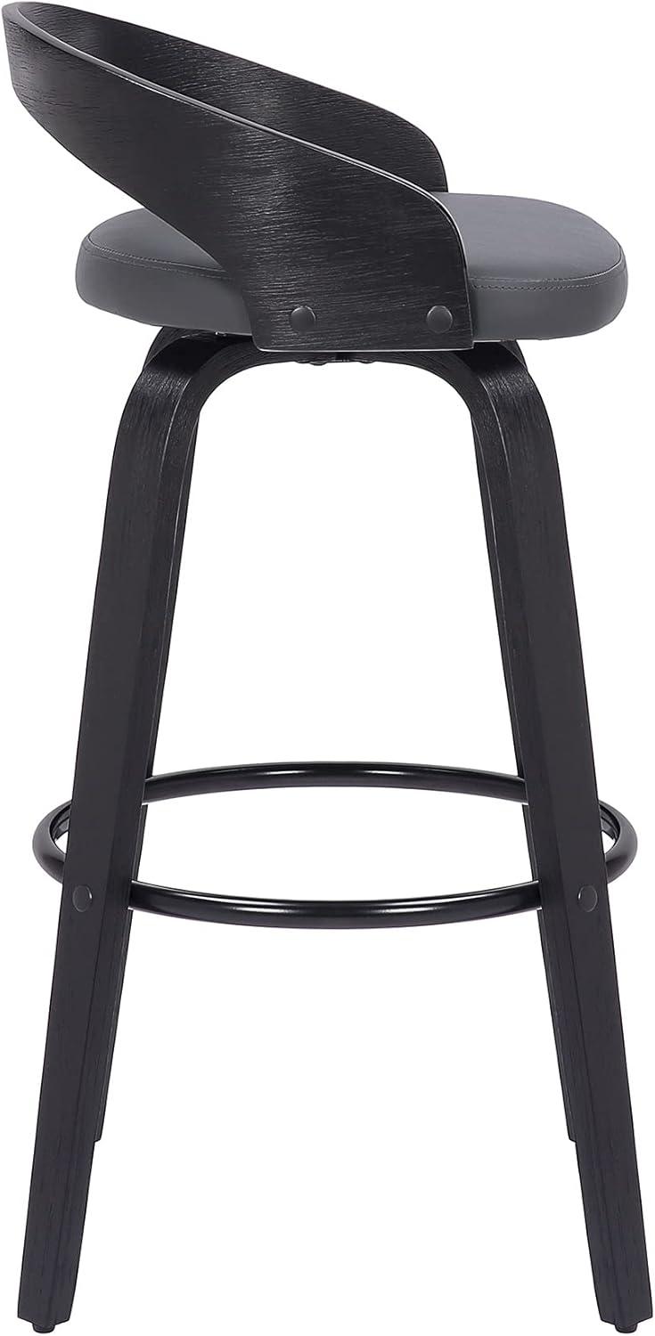 Shelly Black Wood and Metal Swivel Counter Stool