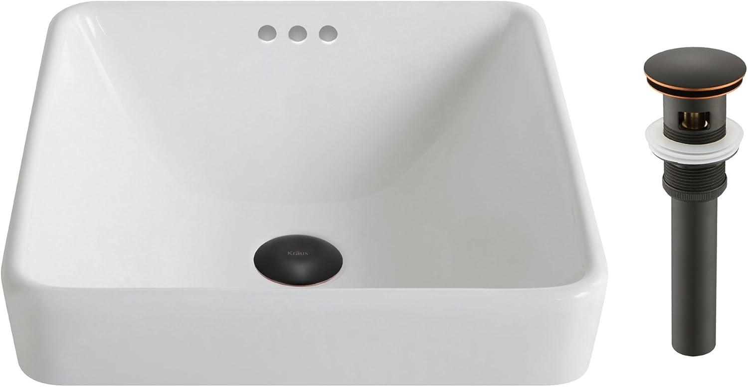 Elavo Ceramic Square Drop-In Bathroom Sink with Overflow