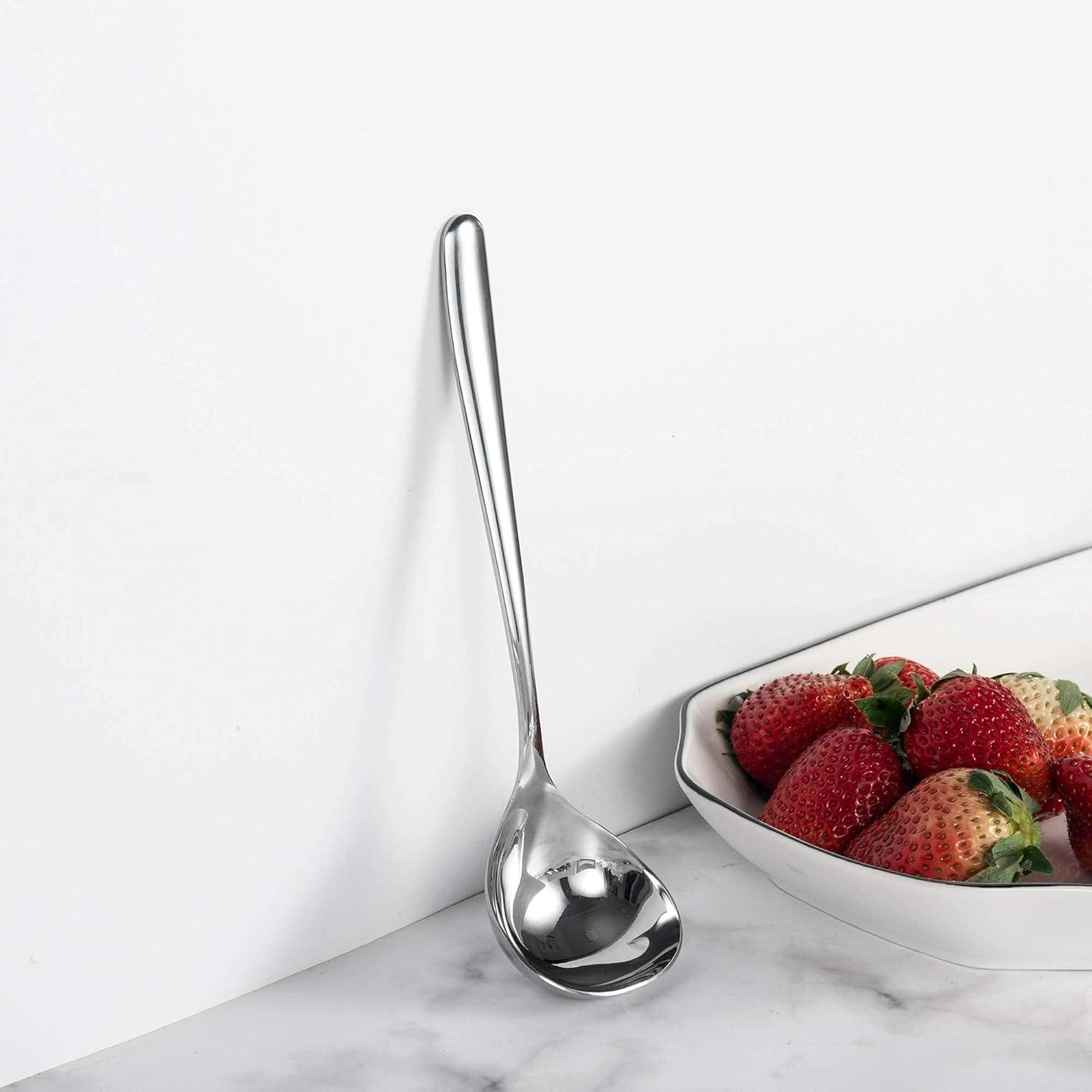 IMEEA 8-Inch Small Ladles for Serving Sauce SUS304 Stainless Steel Gravy Ladle Soup Spoon, Set of 4