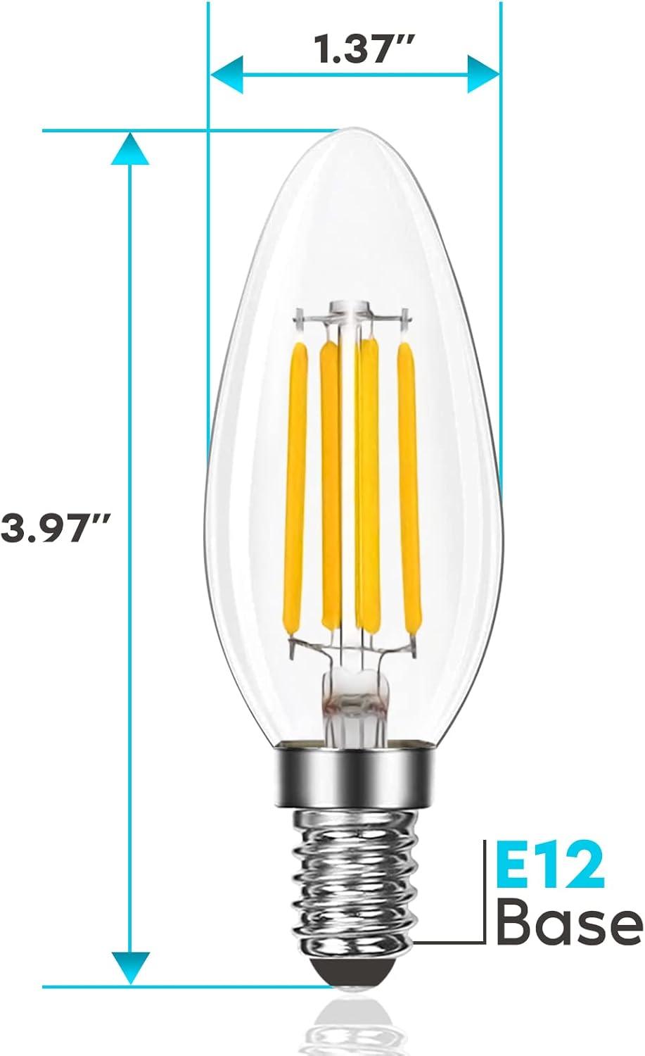 7 Watt (100 Watt Equivalent), B11 LED, Dimmable Candle Light Bulb, E12/Candelabra Base