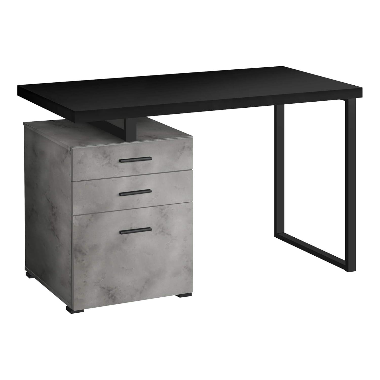 Monarch Specialties Computer Desk, Home Office, Laptop, 48"L, Work, Black And Concrete Laminate