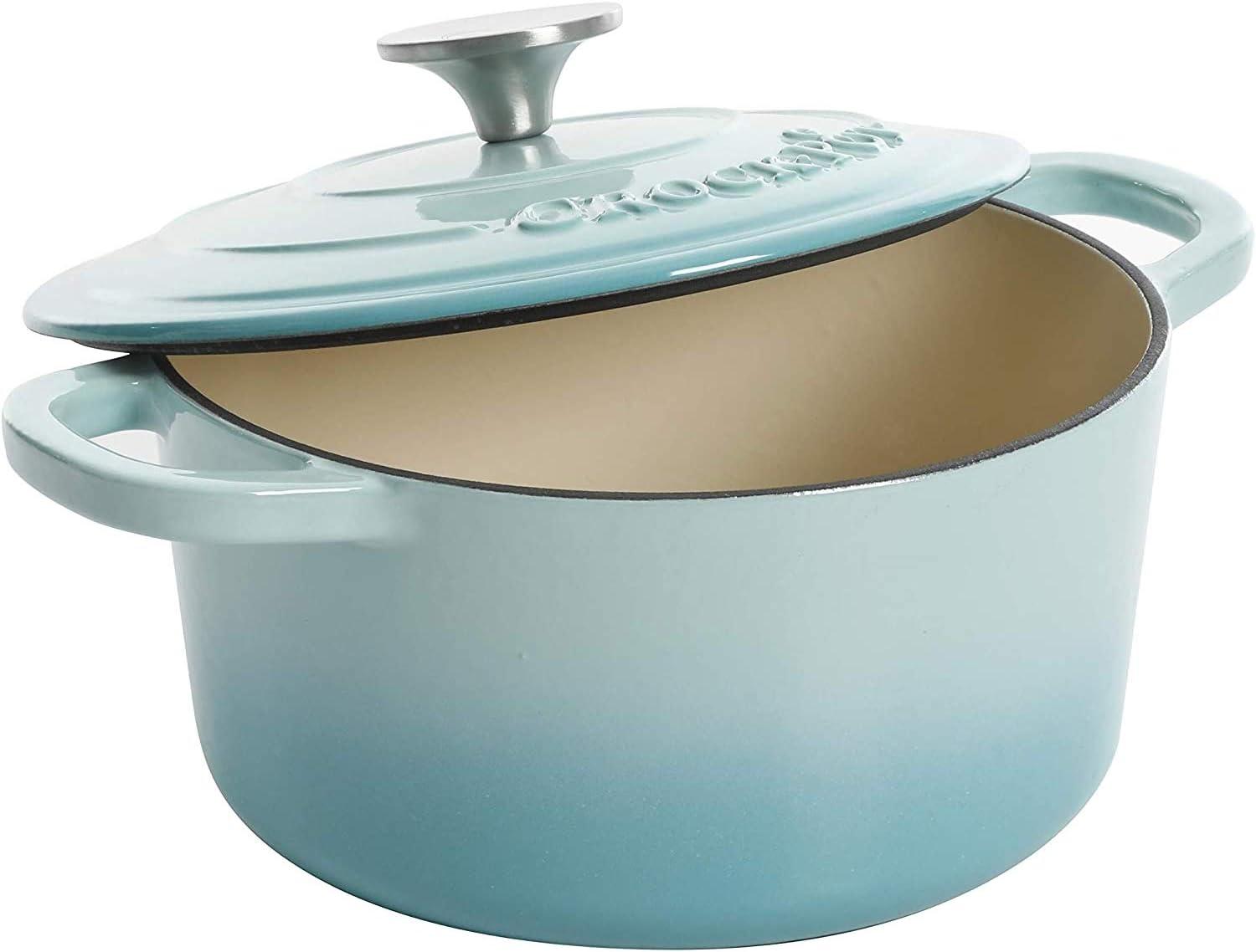 Aqua Blue 3-Quart Enameled Cast Iron Dutch Oven with Lid