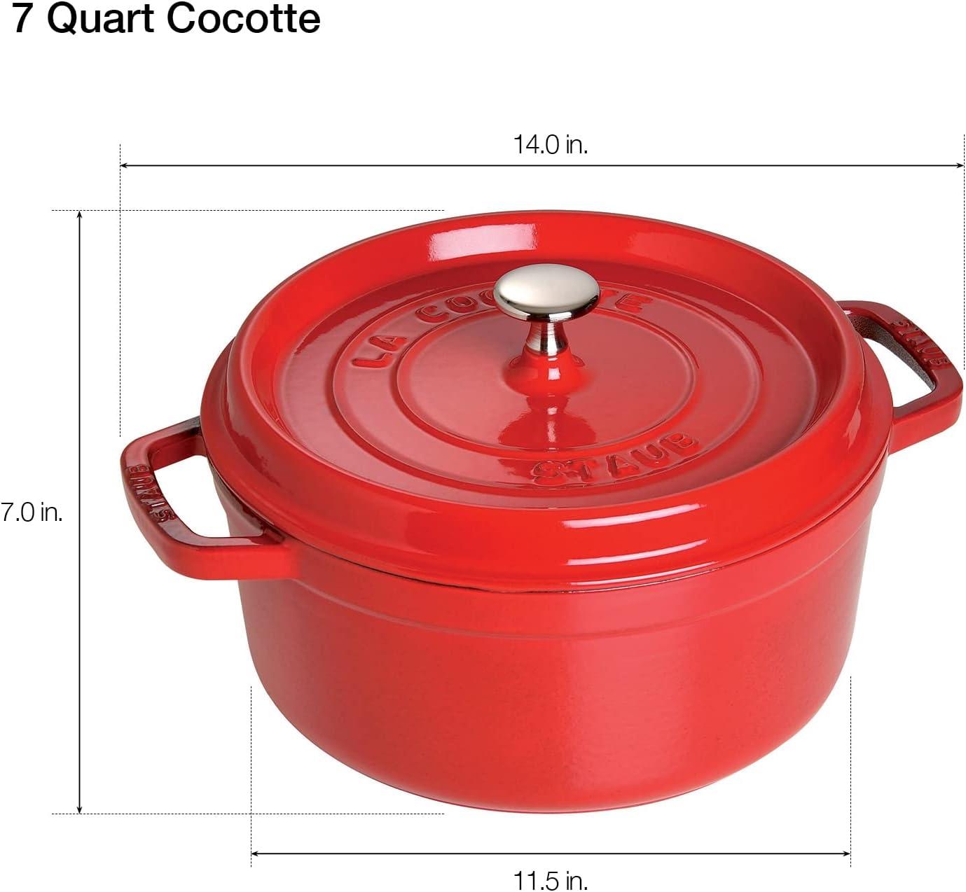 Staub Cast Iron 7-qt Round Cocotte - Cherry