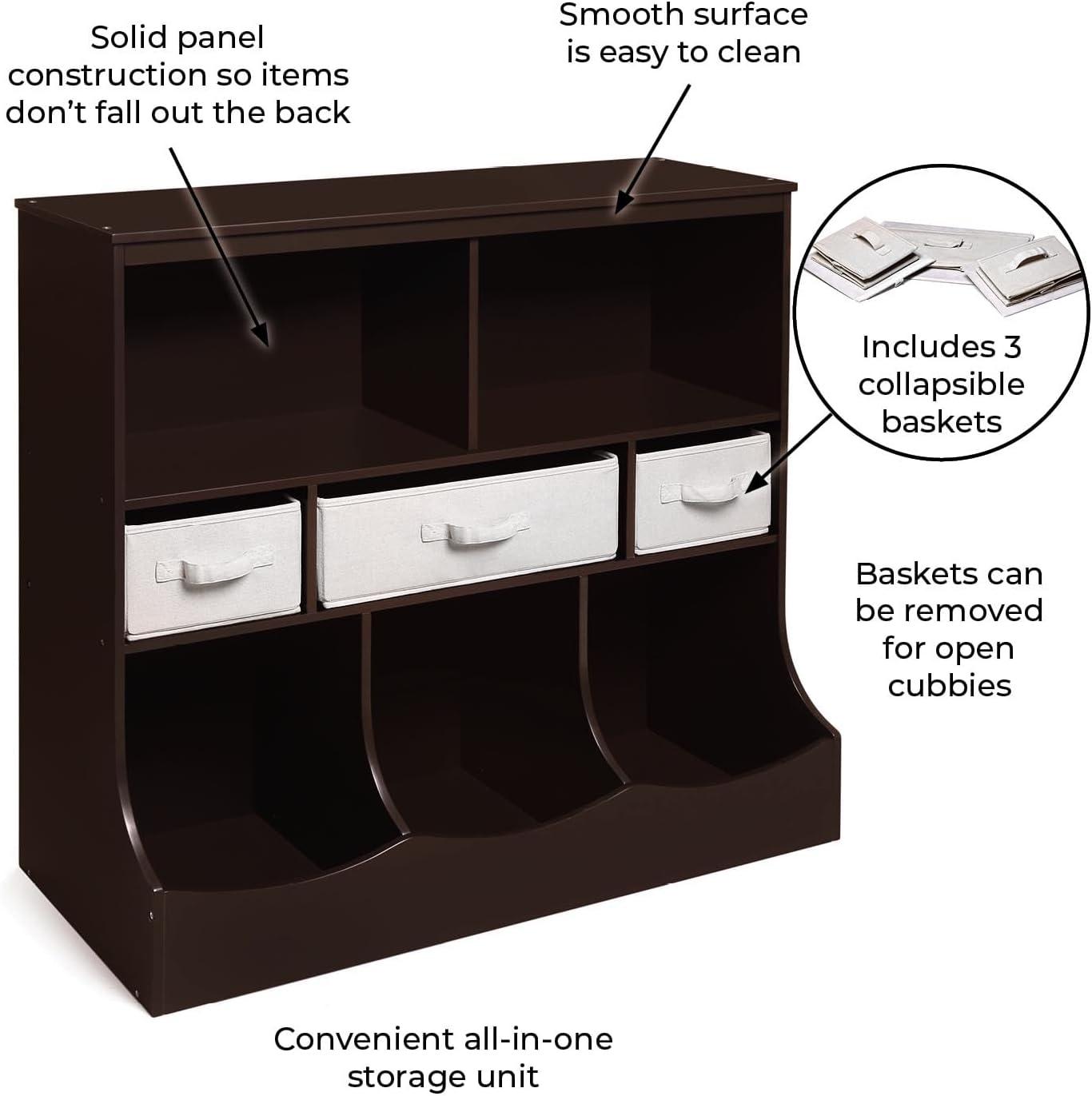Badger Basket Combo Bin Storage Unit with Three Baskets - Espresso