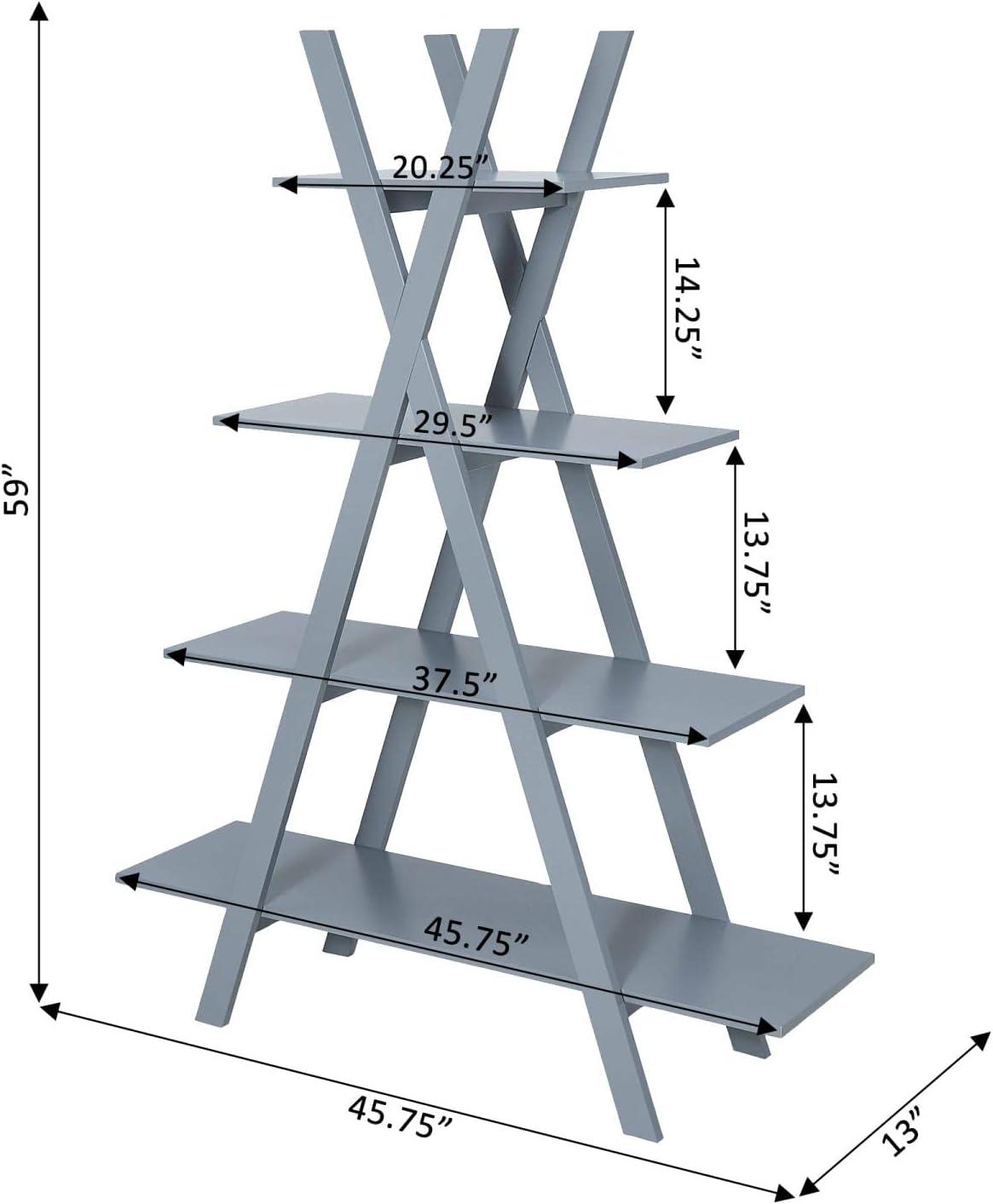 Oxford Gray 4-Tier A-Frame Contemporary Bookshelf