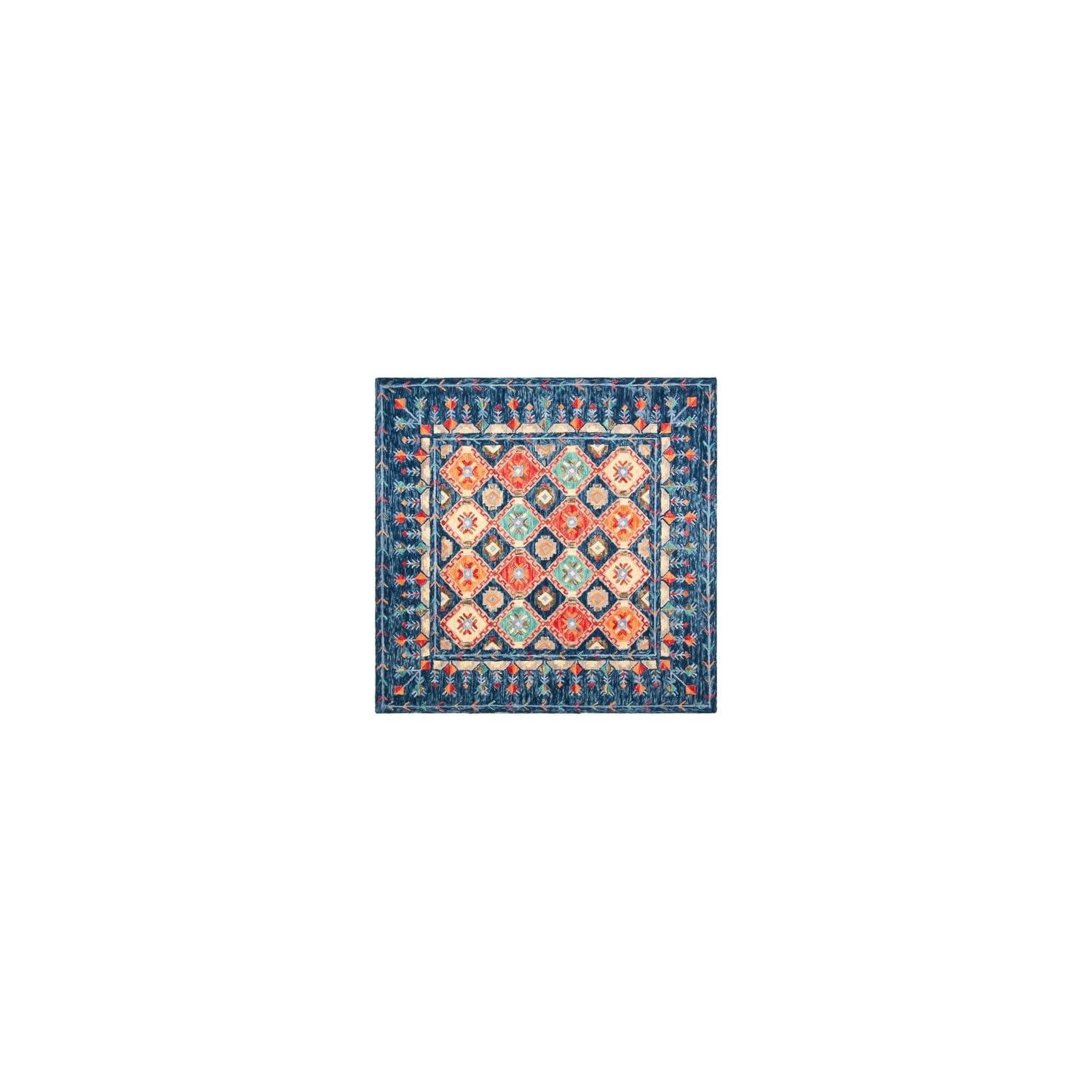 Aspen APN515 Hand Tufted Area Rug - Navy/Orange - 3'x3' - Safavieh.