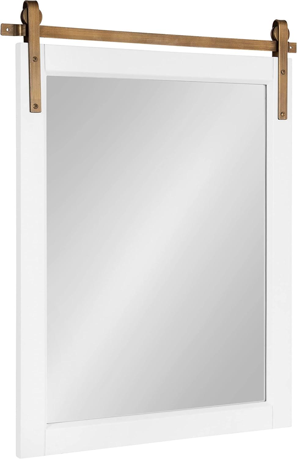 White and Gold Rectangular Wood Framed Wall Mirror