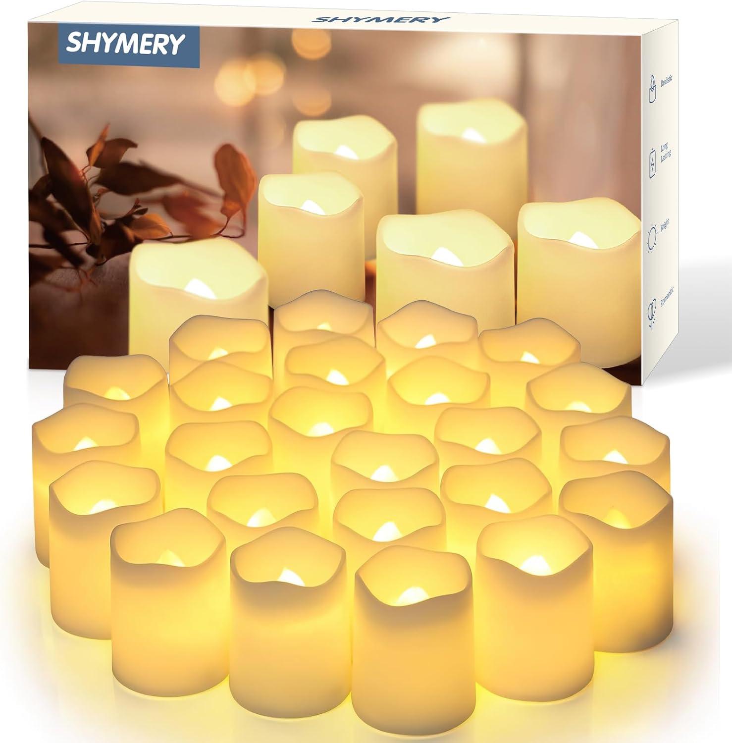 Warm White Flameless LED Tealight Candles, 24 Pack