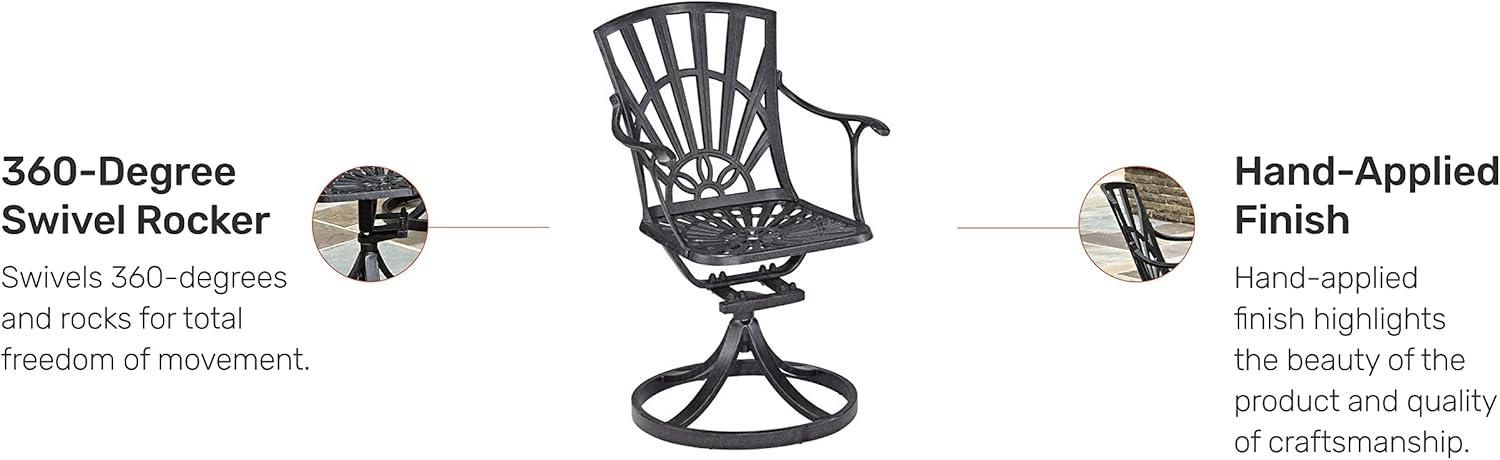 Homestyles Grenada Aluminum Outdoor Swivel Rocking Chair in Charcoal