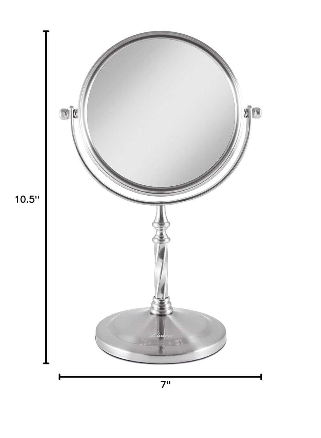 Satin Nickel Round Metal Vanity Makeup Mirror with Swivel Head