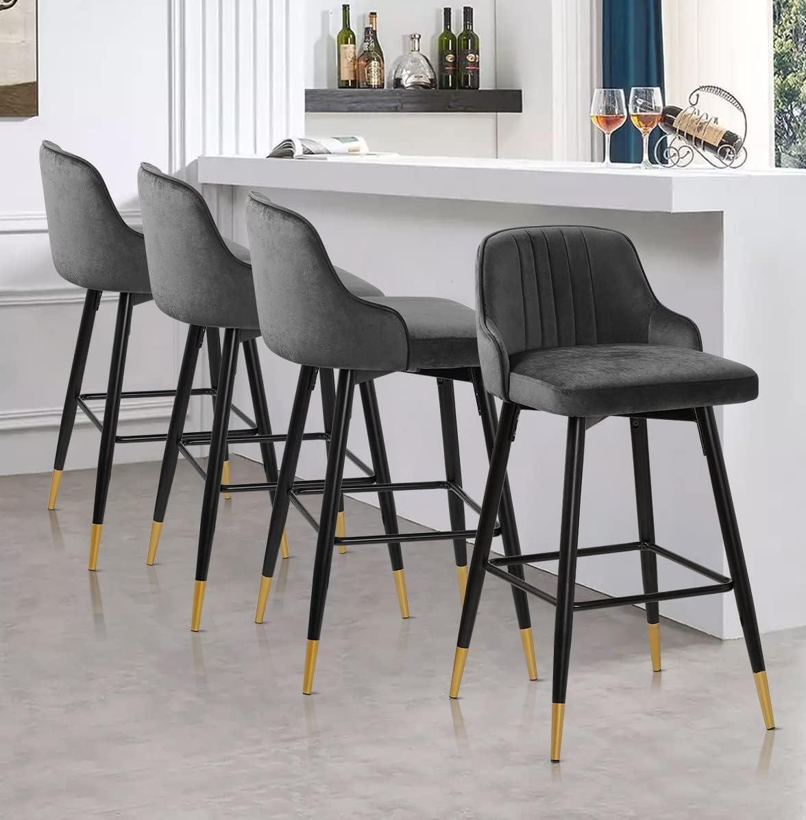Everly Quinn Swivel Velvet Upholstered Counter & Bar Stool (Set of 2)