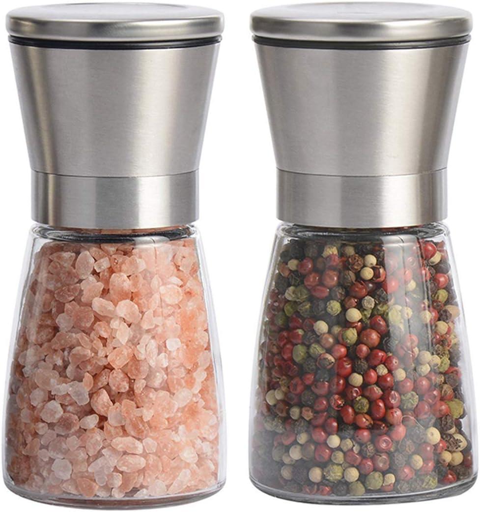 Stainless Steel and Glass Manual Salt & Pepper Grinder Set