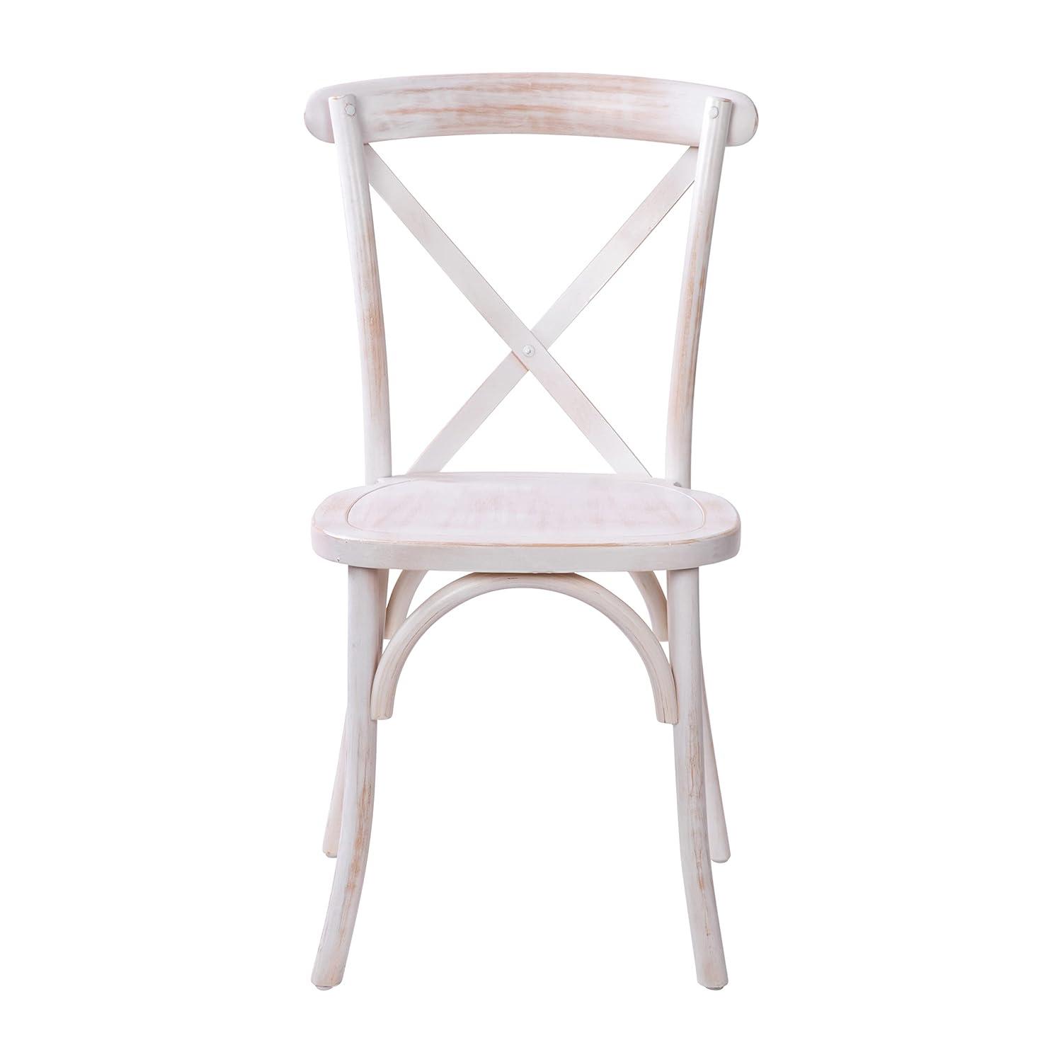 Merrick Lane X-Back Bistro Style Wooden High Back Dining Chair in Lime Wash