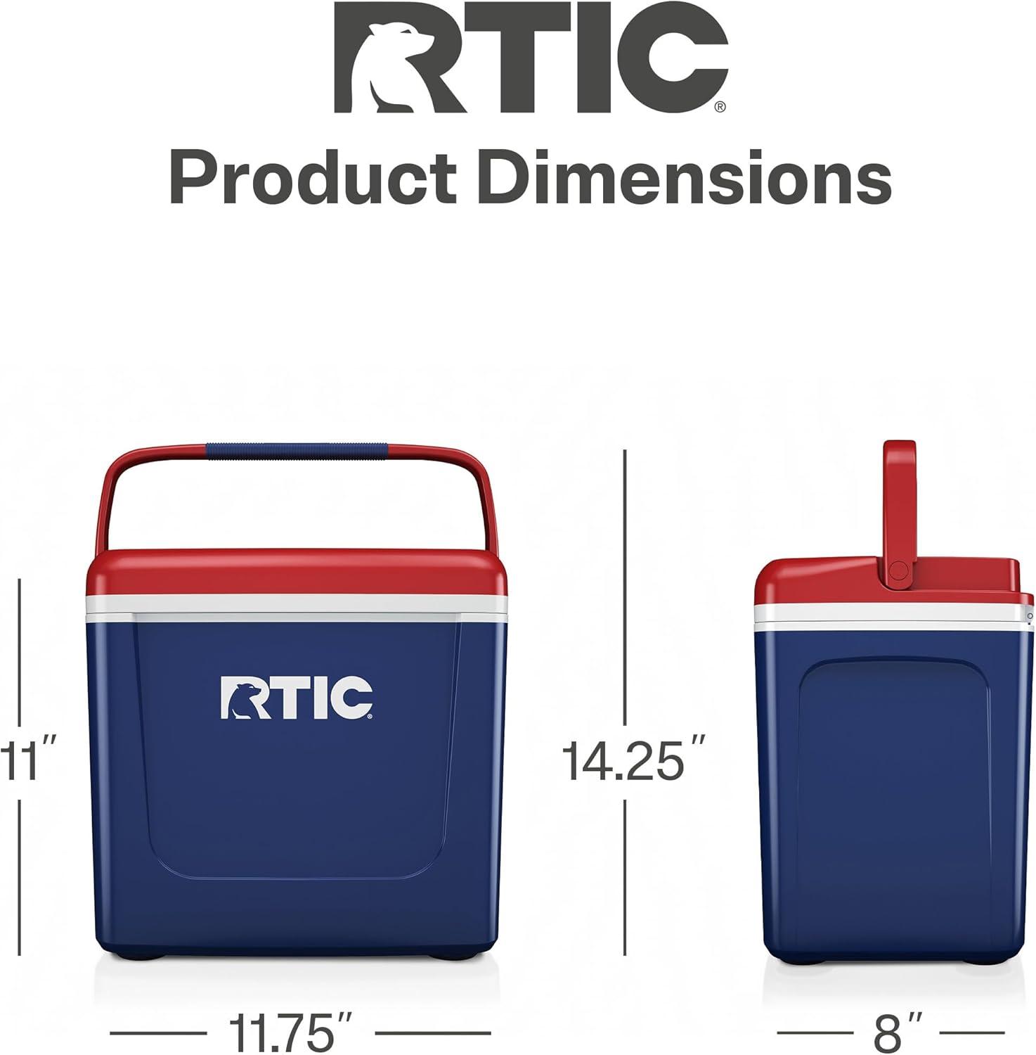 RTIC Road Trip Personal Cooler, 8 QT, 12 Can Hard-Sided Ice Chest Cooler, Patriot
