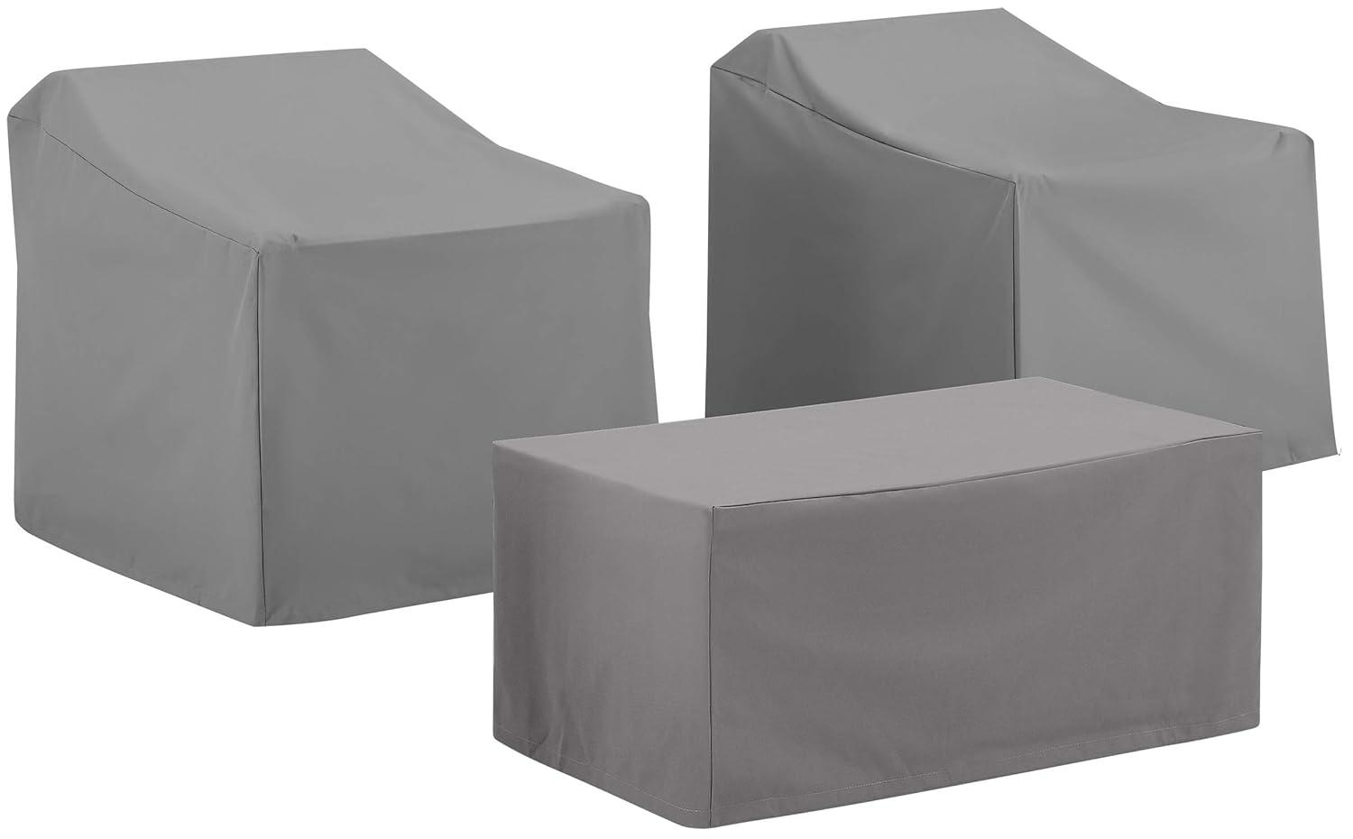 Crosley 3pc Furniture Cover Set, Two Chairs and Coffee Table, Gray: PVC & Polyester, Waterproof, Scratch-Resistant