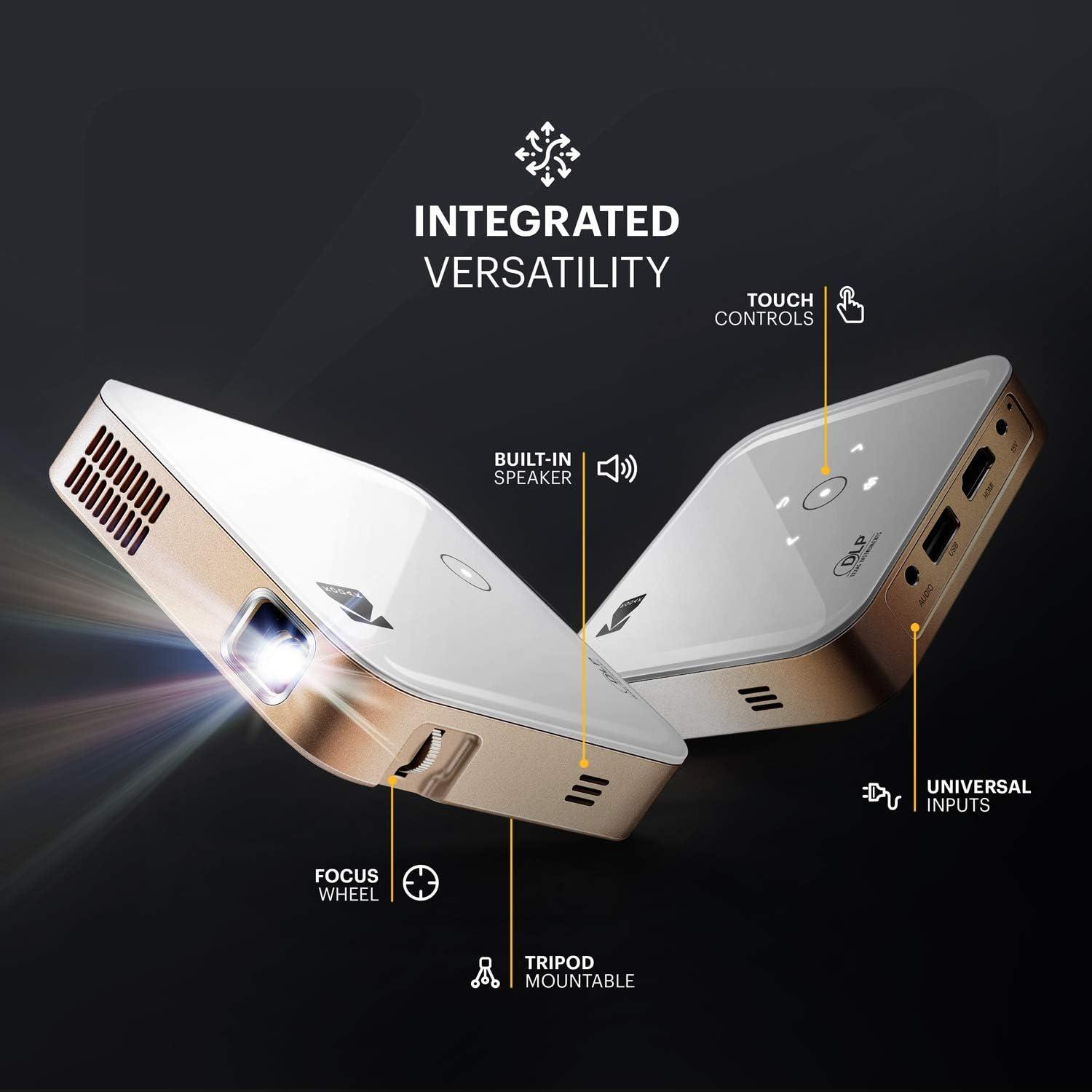 Compact Gold and White Portable Smart Projector with Wi-Fi