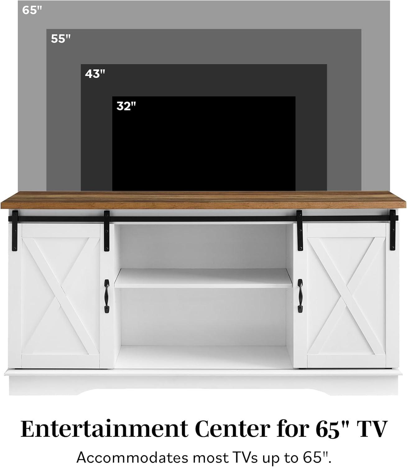 WE Furniture 58" Modern Farmhouse Wood TV Stand - Stone Grey