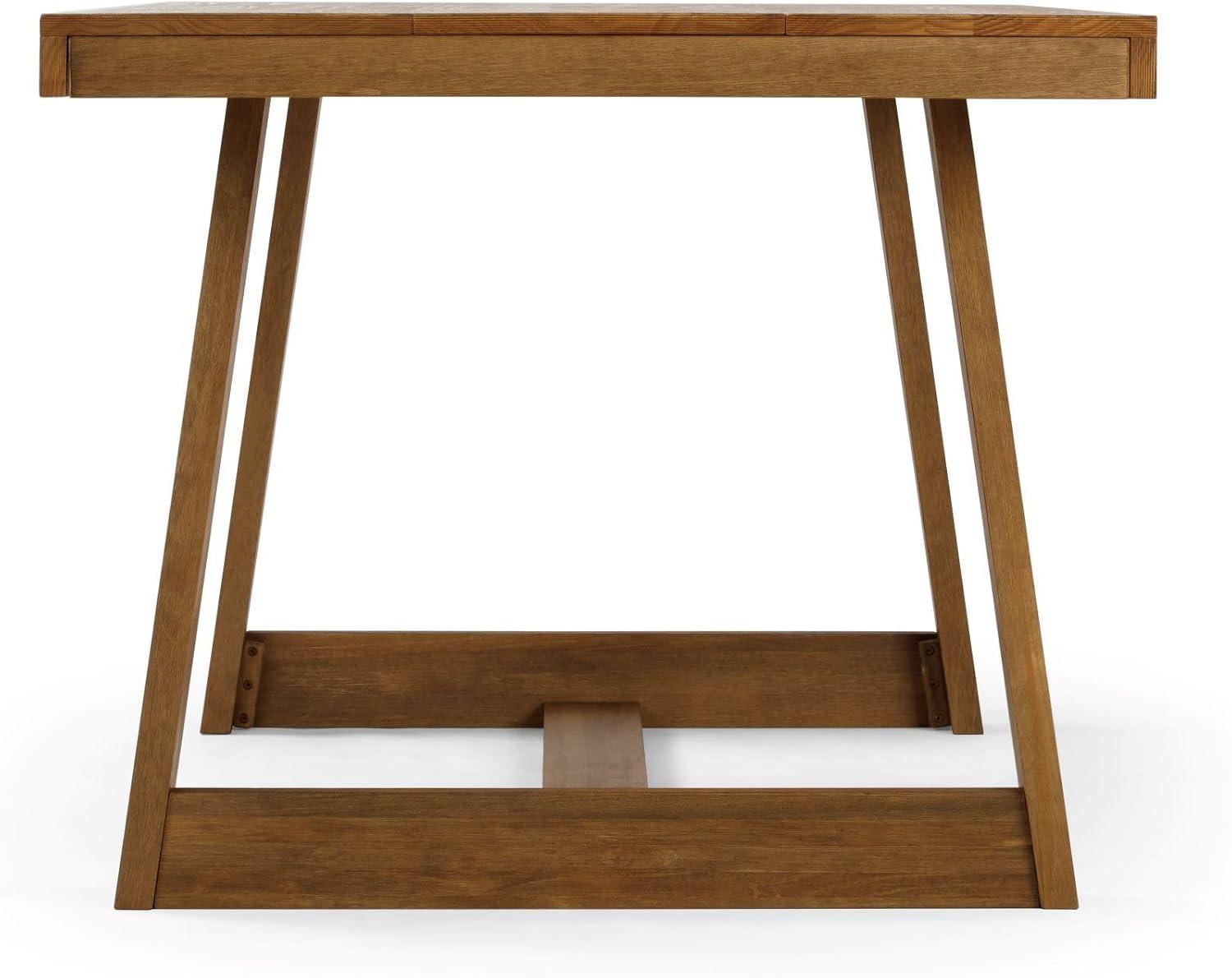 Pecan Wirebrush Solid Pine Wood Dining Table for Six