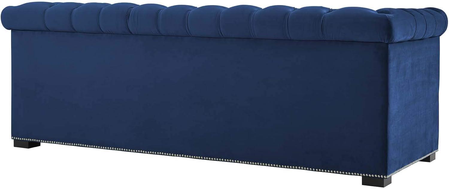 Modway Heritage Performance Velvet Sofa in Midnight Blue