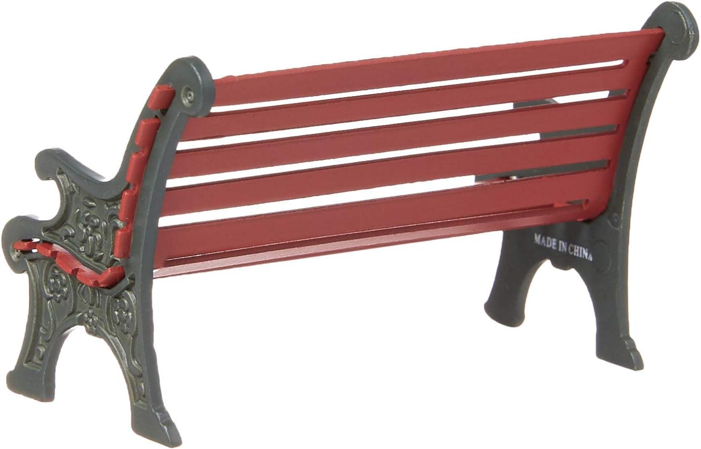 Bright Red Wrought Iron Village Park Bench Figurine