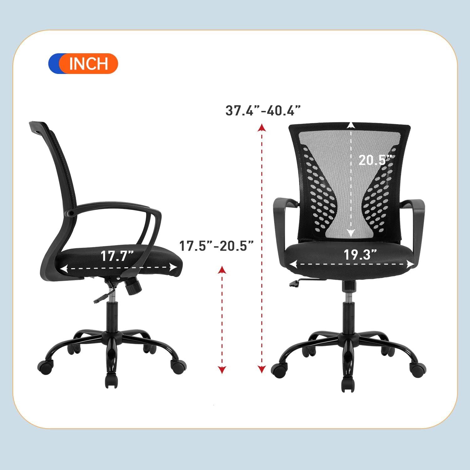 BestOffice Ergonomic Office Chair, Lumbar Support, Adjustable Height with Armrests for Adults(Black)