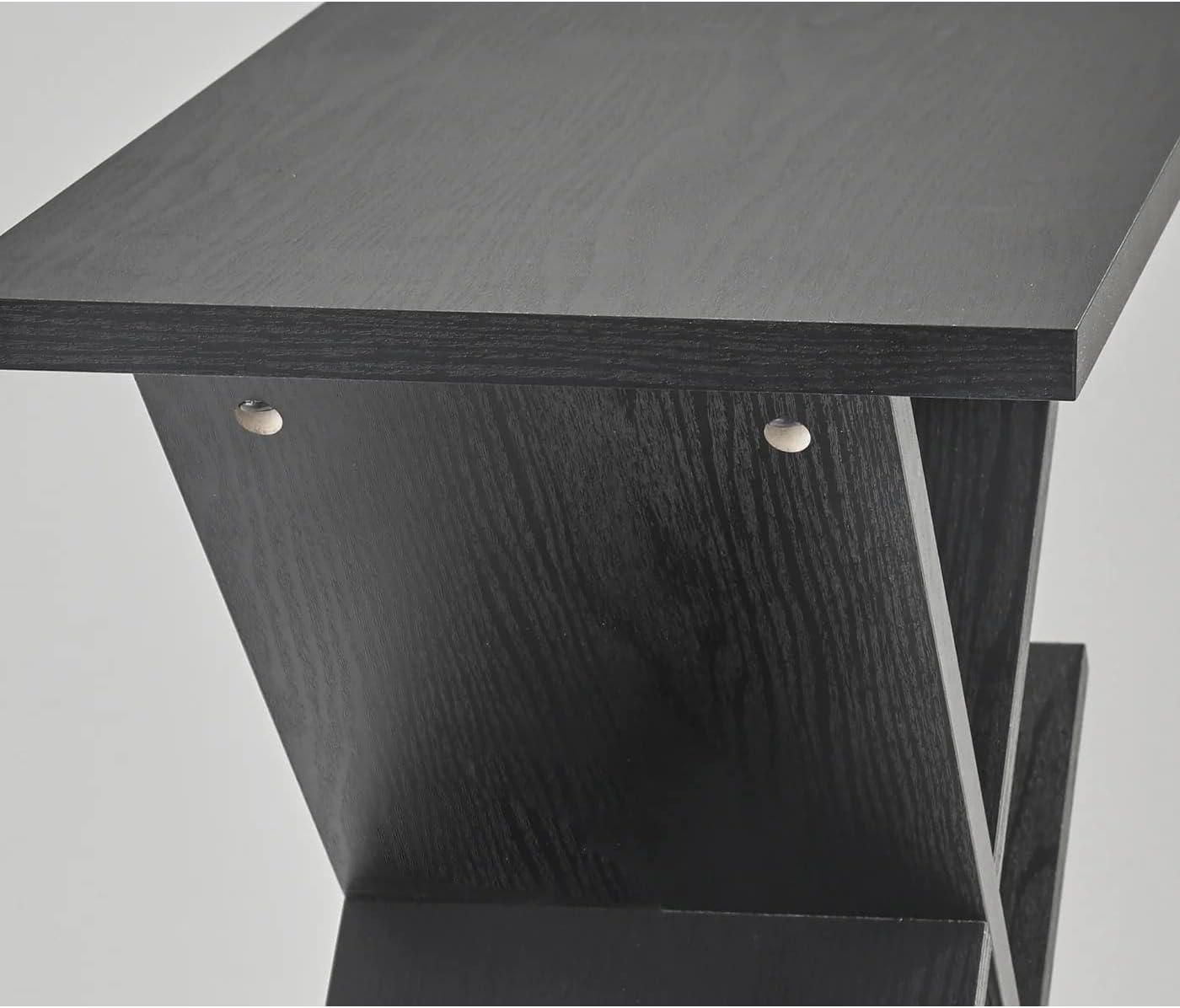 Adesso Zig Zag Accent Table Black Walnut : Mid-Century Modern, 19x12, Spot Clean, No Tools Assembly