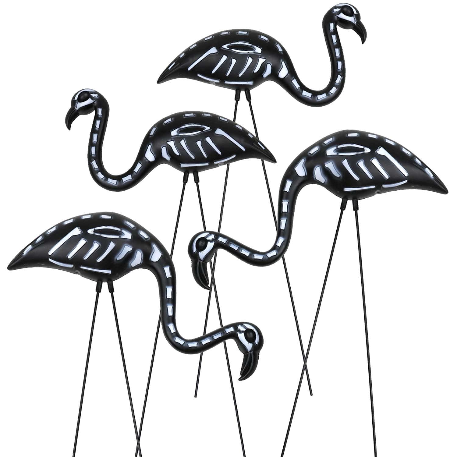 Giftexpress Black Halloween Flamingo Skeleton Outdoor Decor (4 Count)
