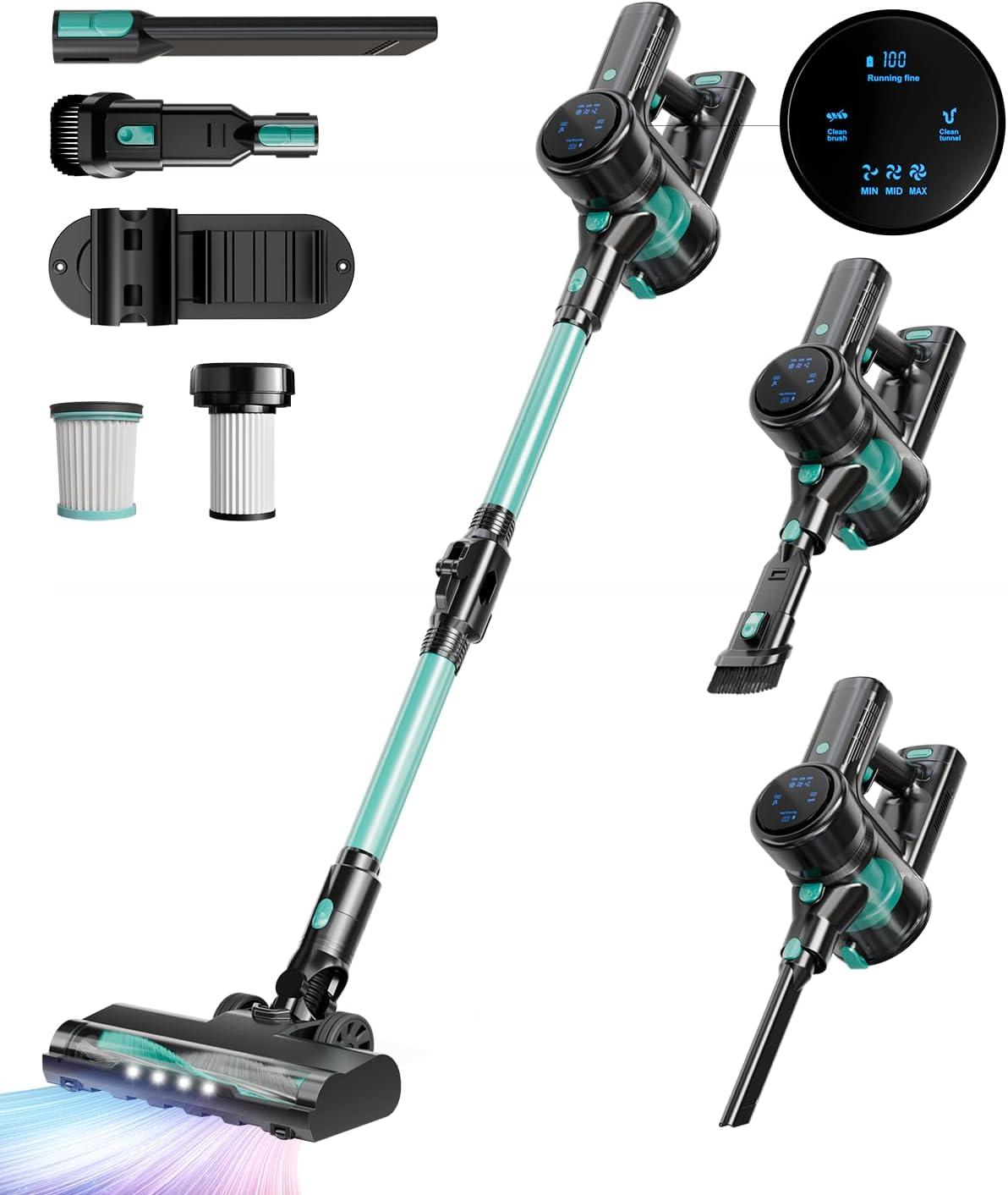 Blue and Black Cordless Vacuum Cleaner with LED Headlight