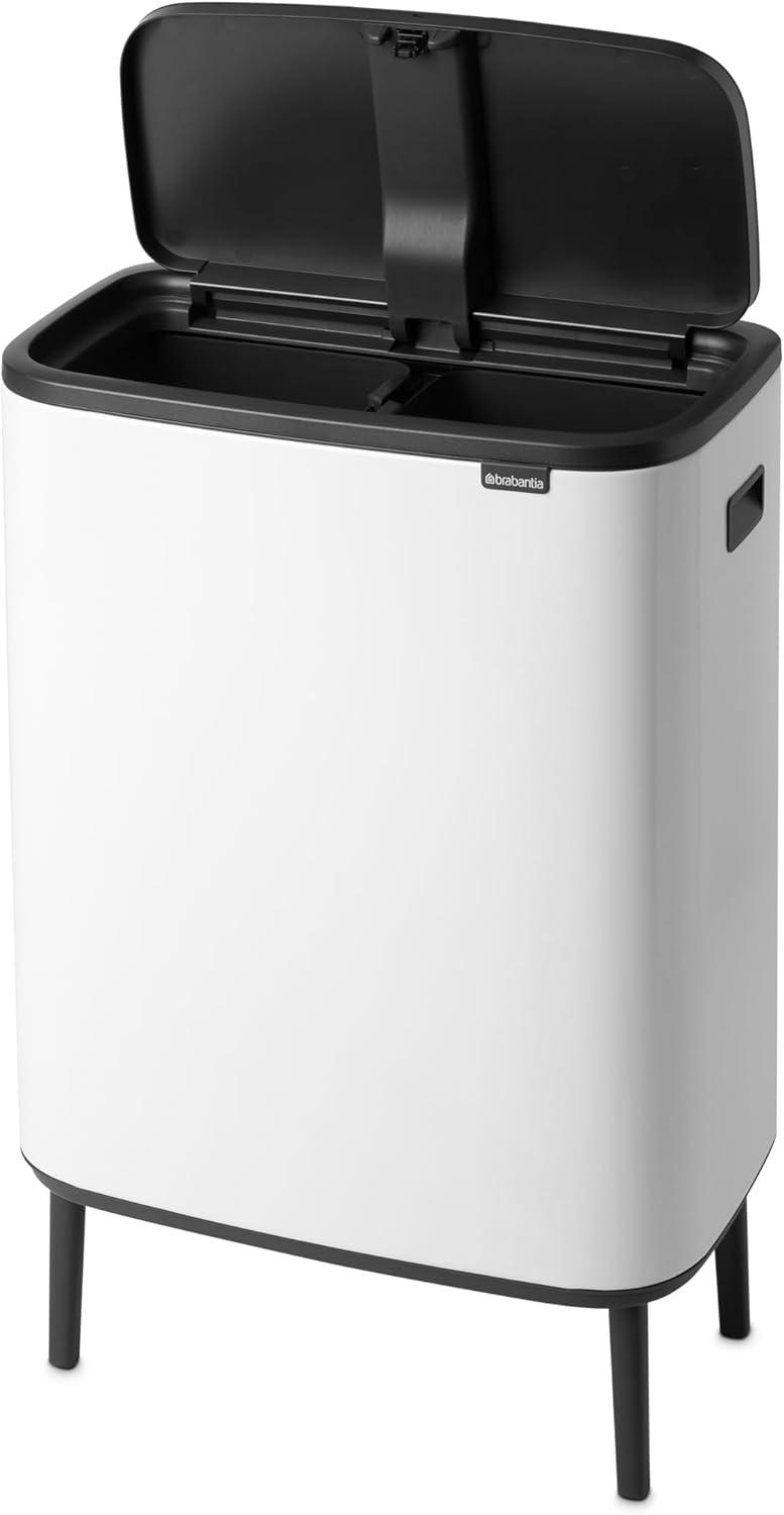 Brabantia Bo Hi Touch Top Dual Compartment Recycling Trash Can, 2 x 8 Gallon (16 Gallon Capacity)